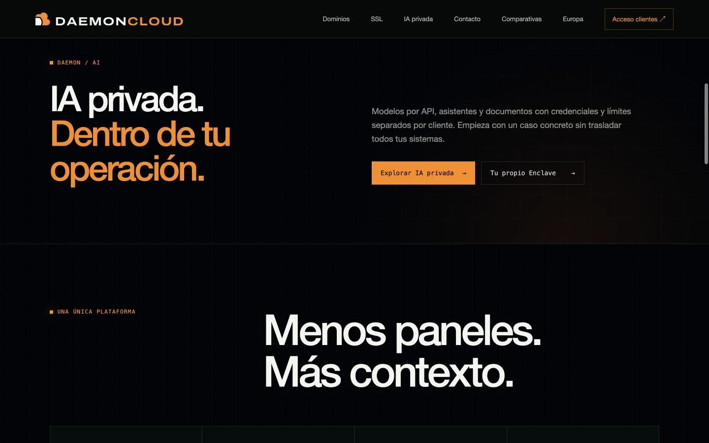 Web de Daemon Cloud: funcionalidades
