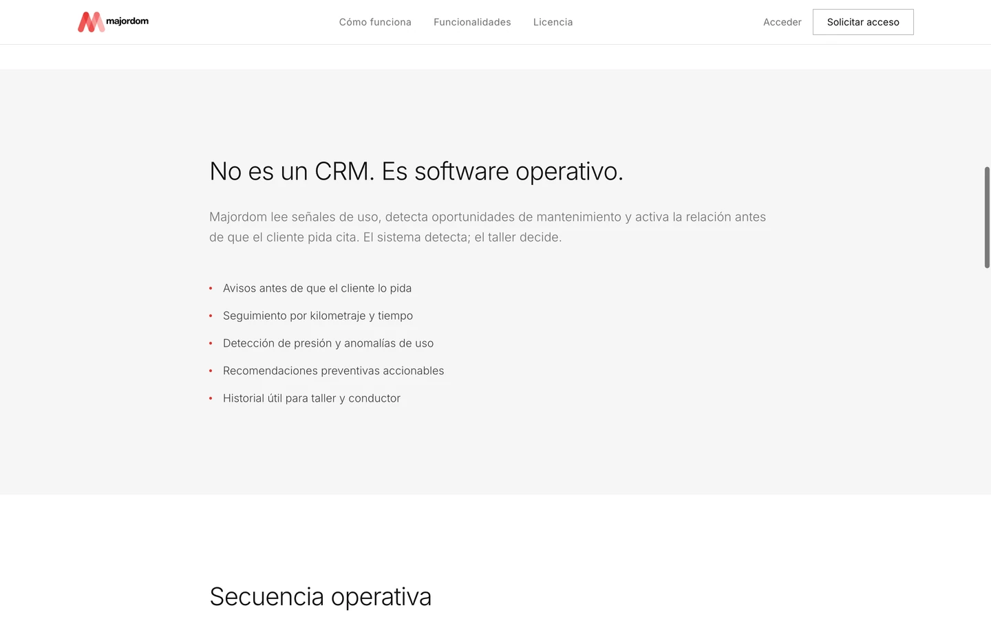 Web de Majordom: funcionalidades