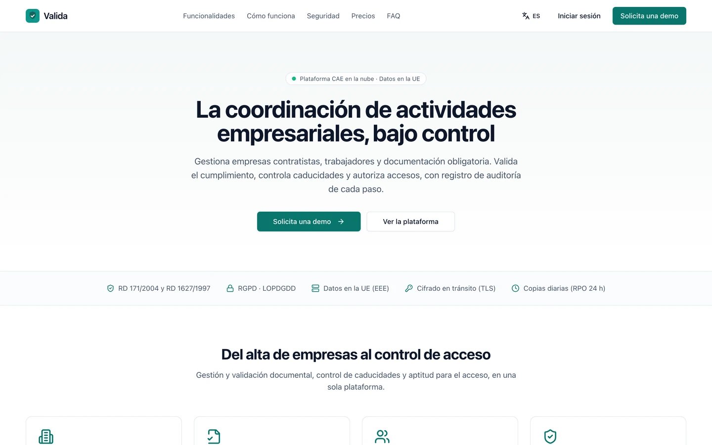 Valida, plataforma de coordinación y accesos