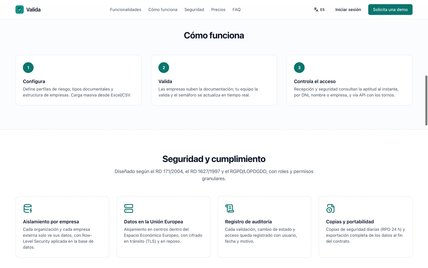 Web de Valida: cómo funciona