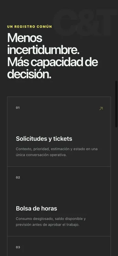 Web de Gargantua en móvil: capacidades de gestión